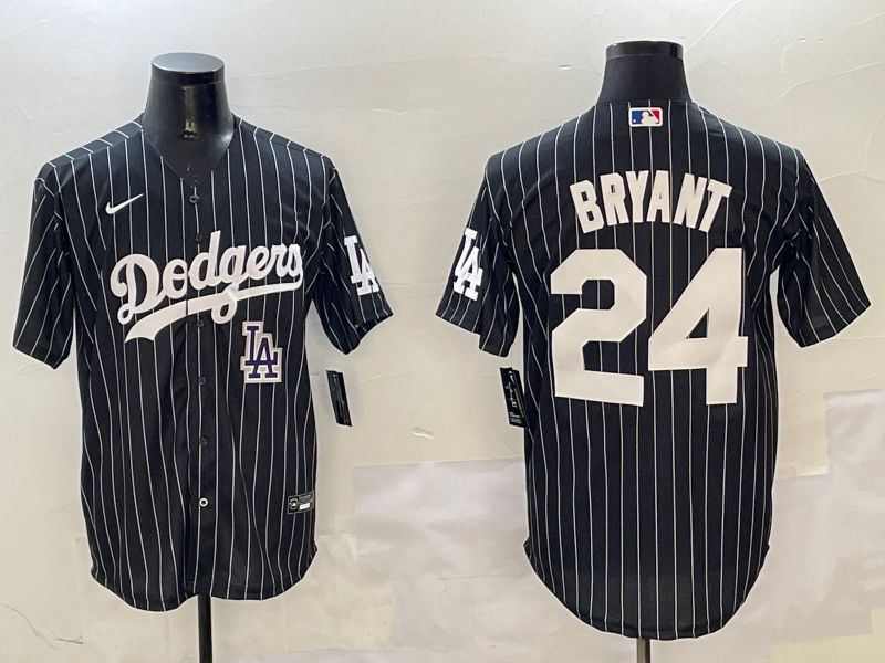 Men Los Angeles Dodgers 24 Bryant Black Stripe Jointly Name 2025 Nike MLB Jersey style 15